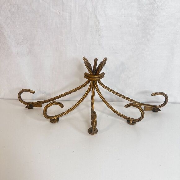 Gold Brass Twisted Rope Wall Sconce Shelf BASE VTG Decorative Regency Victorian - Picture 7 of 7
